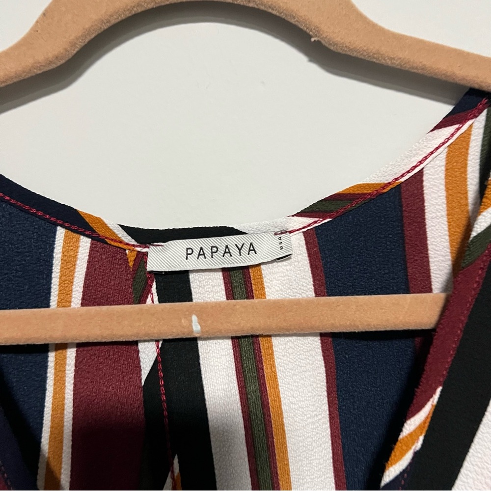 Papaya Women’s Sz M Multicolor Feaux Wrap Tie Kimono Sleeves V Neck Cropped Top - Picture 4 of 9